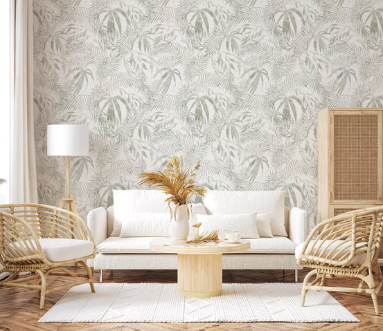 Muted Palm Leaf Silhouette Wallpaper⁠