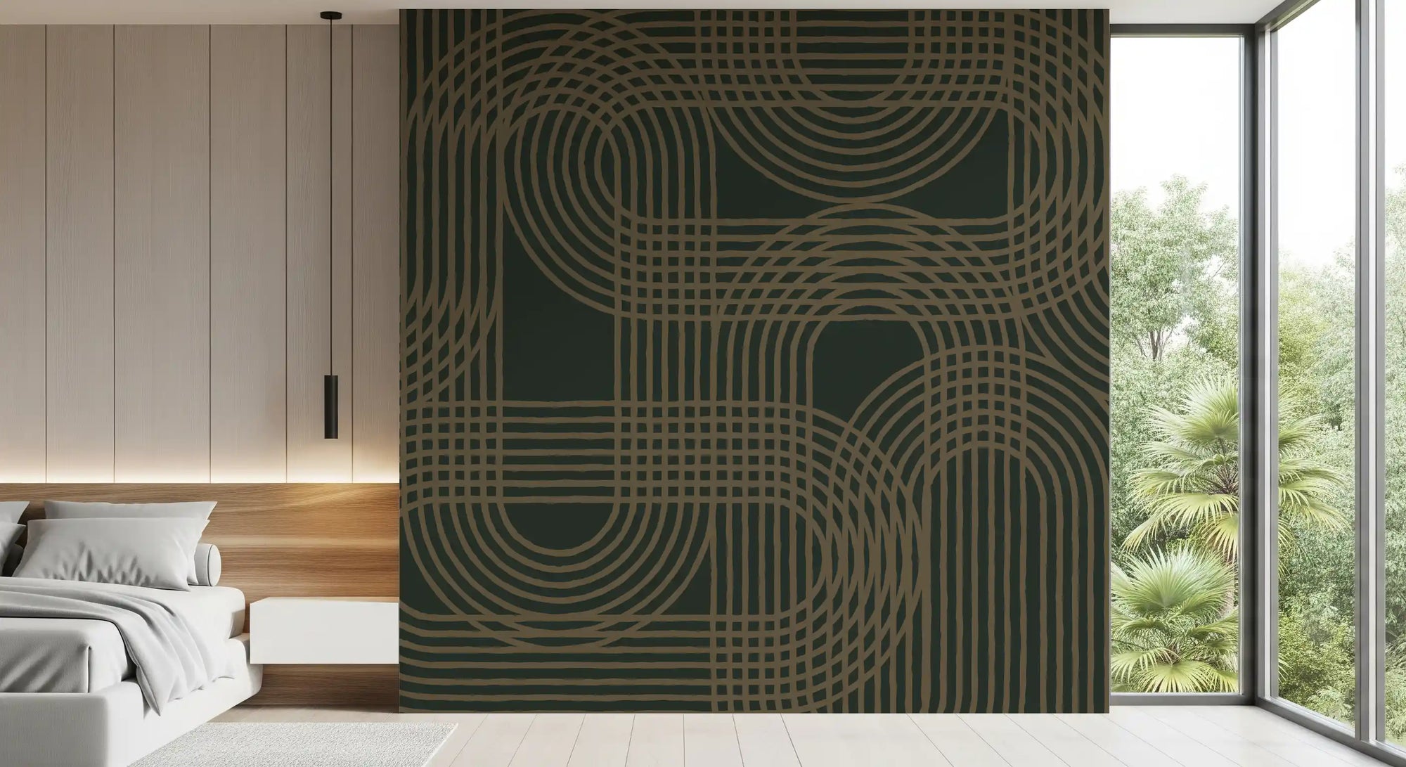 Minimalist Bronze Grid Wall Mural