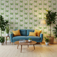 Watercolor Sage Floral Stripe Wallpaper⁠