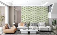 Watercolor Sage Floral Stripe Wallpaper⁠