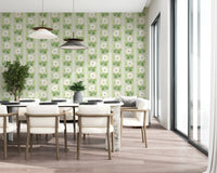 Watercolor Sage Floral Stripe Wallpaper⁠