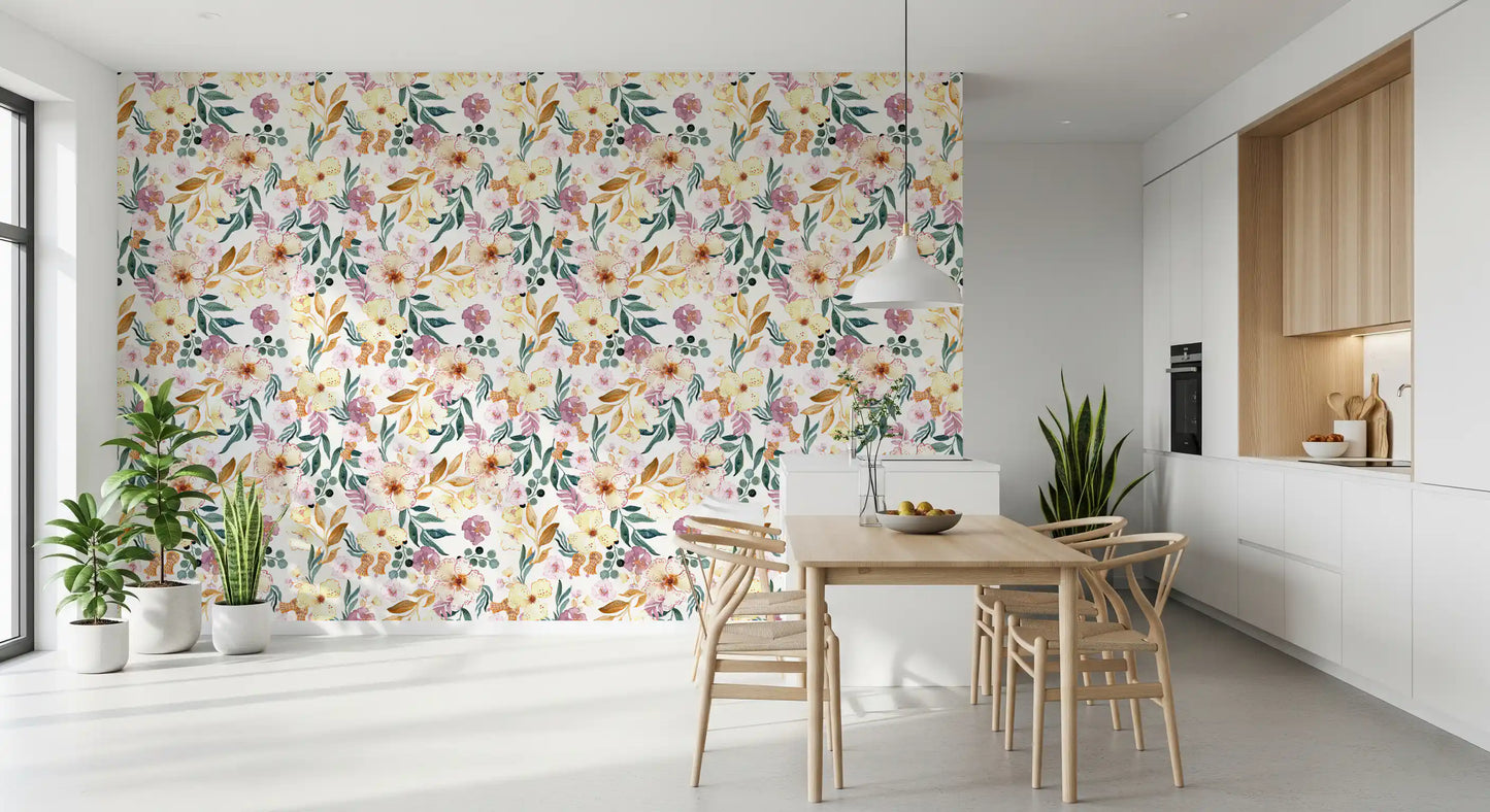 Soft Watercolor Meadow Floral Wallpaper⁠