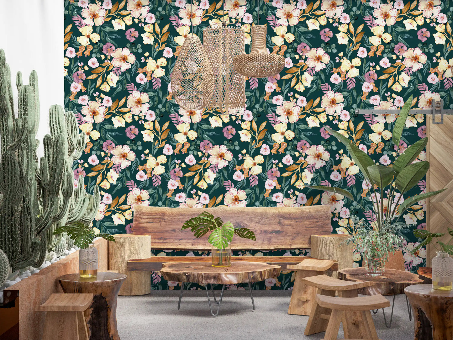 Midnatsblomstrende botanisk kunsttapet