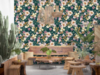Midnatsblomstrende botanisk kunsttapet