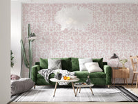 Soft Blush Botanical Textile Print Wallpaper⁠