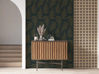 Golden Fern Botanical Pattern Wallpaper⁠