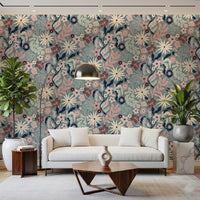 Papier peint floral « Jardin de fleurs aux tons doux »