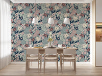 Papier peint floral « Jardin de fleurs aux tons doux »