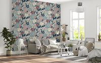 Papier peint floral « Jardin de fleurs aux tons doux »