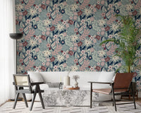 Papier peint floral « Jardin de fleurs aux tons doux »