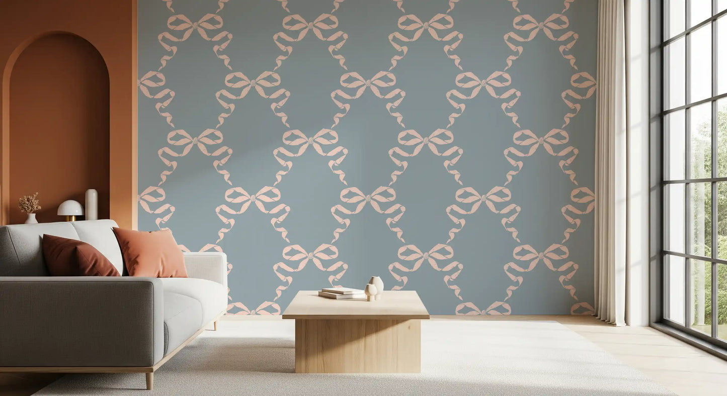 Tapete mit Vintage-Pastell-Schleifenmuster