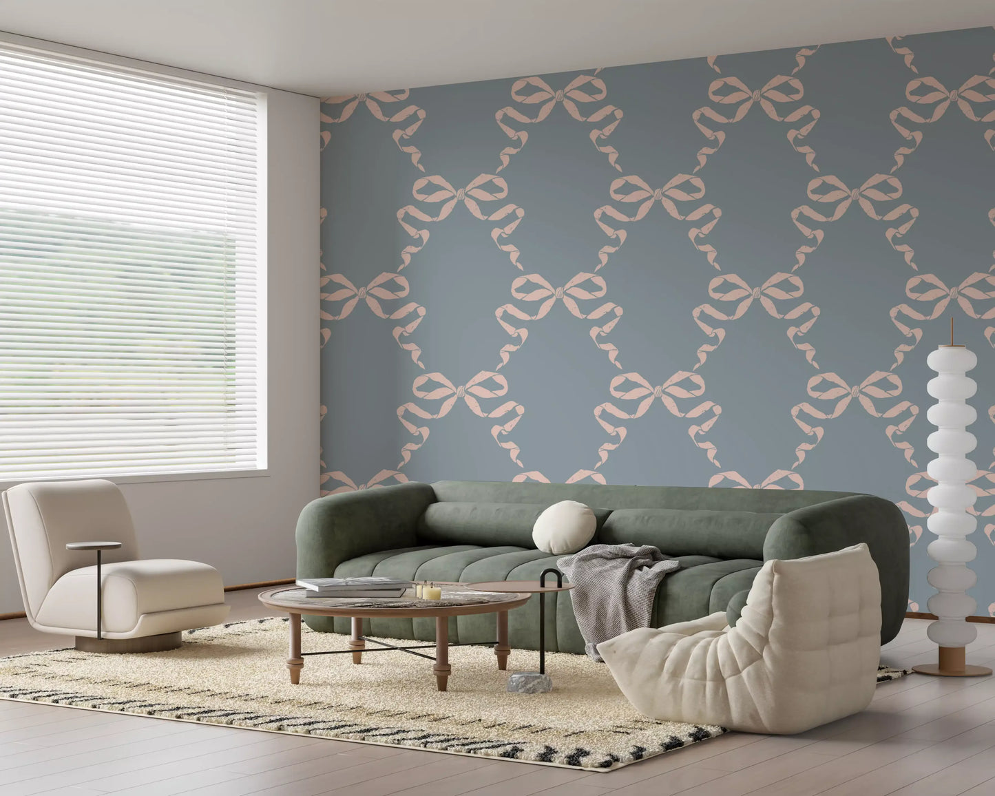 Tapete mit Vintage-Pastell-Schleifenmuster