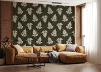 Minimalist Woodland Leaf Motif Wallpaper⁠