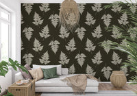 Minimalist Woodland Leaf Motif Wallpaper⁠