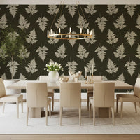 Minimalist Woodland Leaf Motif Wallpaper⁠