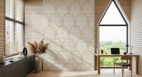 Organic Cream Leaf Motif Wallpaper⁠