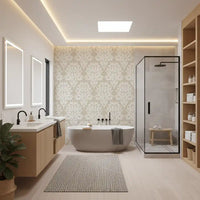 Organic Cream Leaf Motif Wallpaper⁠