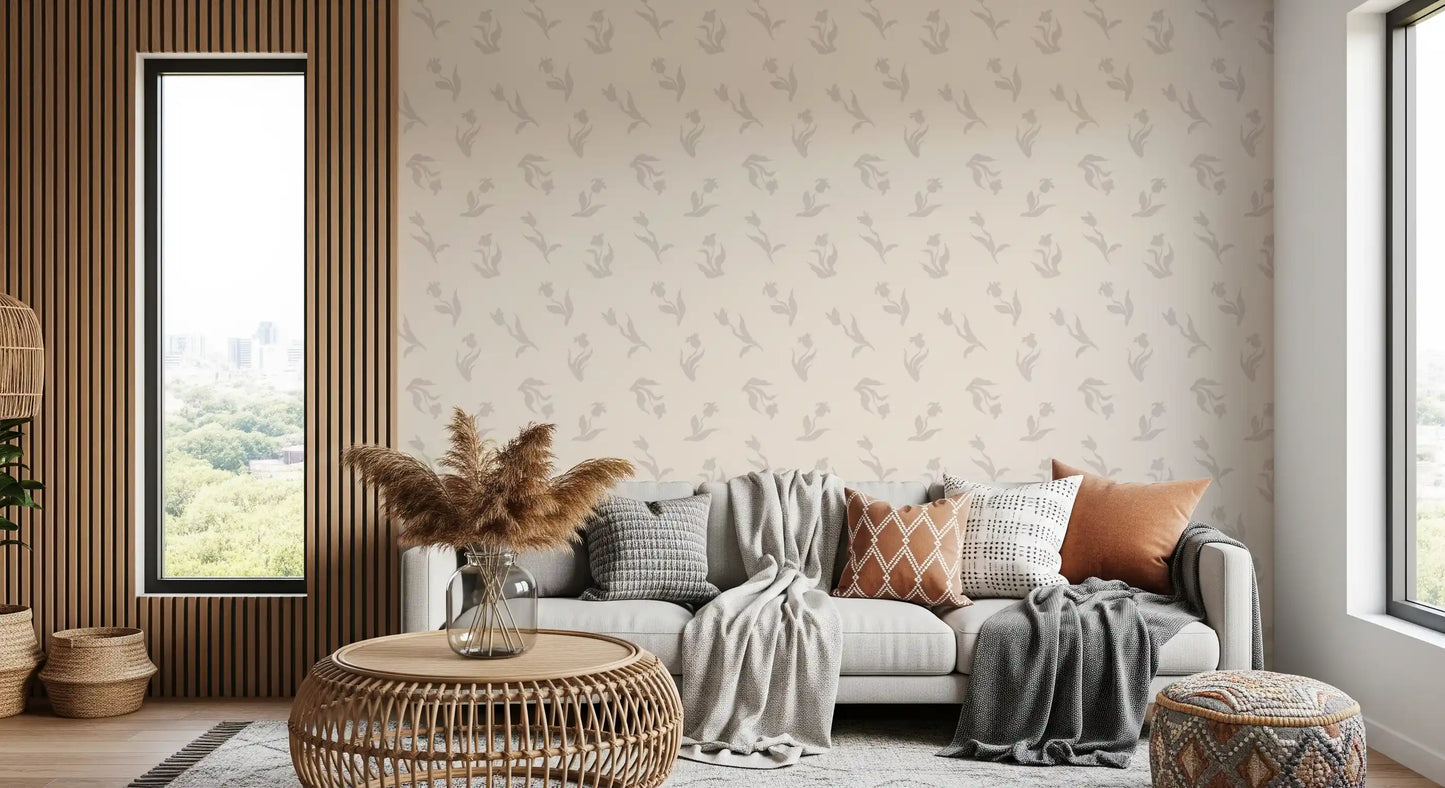 Minimalist Tulip Brushstroke Pattern Wallpaper⁠