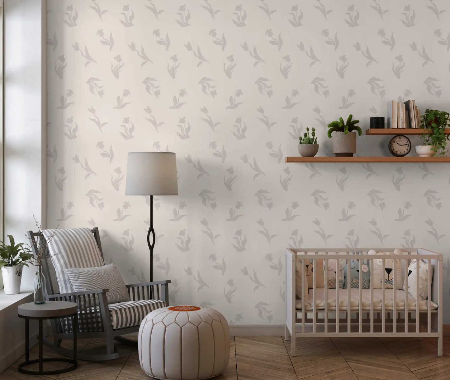 Minimalist Tulip Brushstroke Pattern Wallpaper⁠