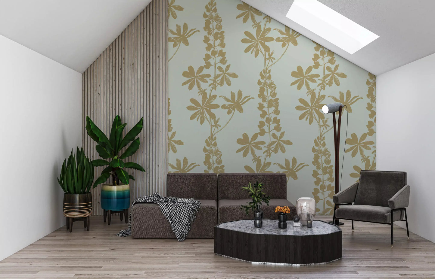 Vintage Botanical Lupine Sketch Wallpaper⁠