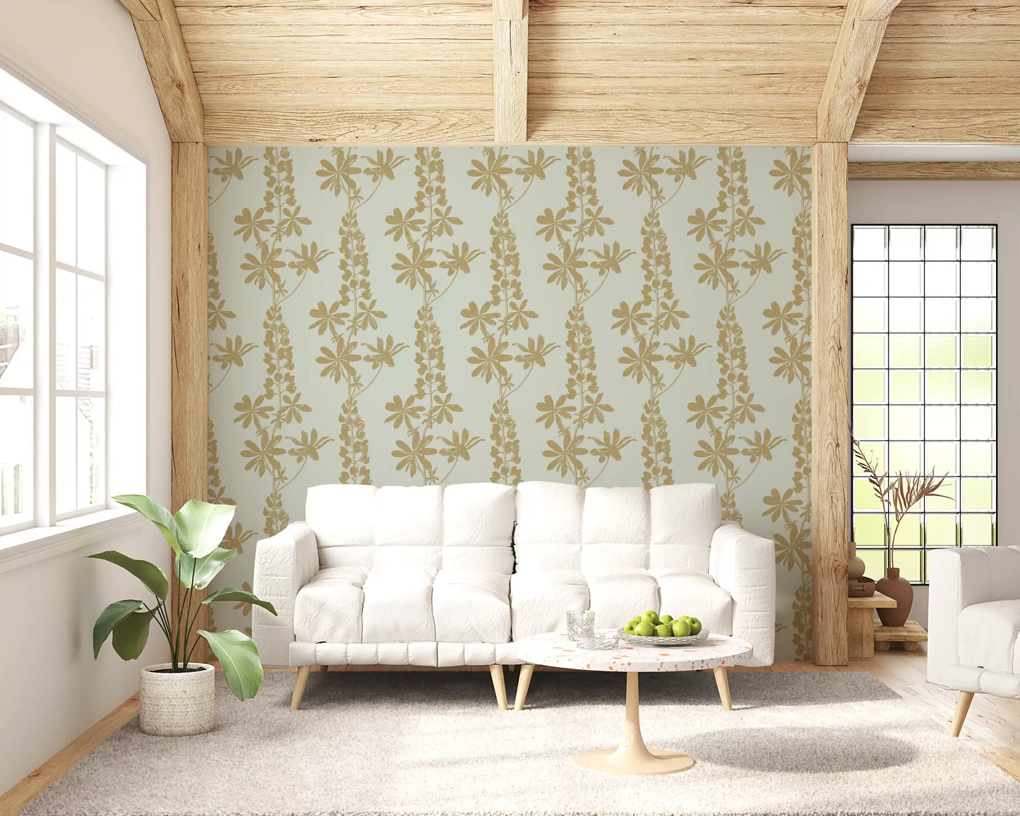 Vintage Botanical Lupine Sketch Wallpaper⁠