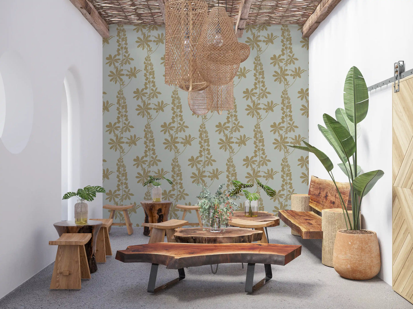 Vintage Botanical Lupine Sketch Wallpaper⁠