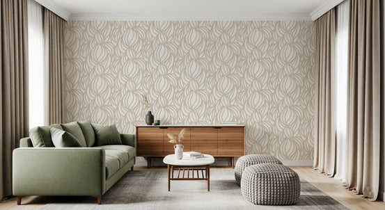Cream Swirl Geometric Wallpaper⁠