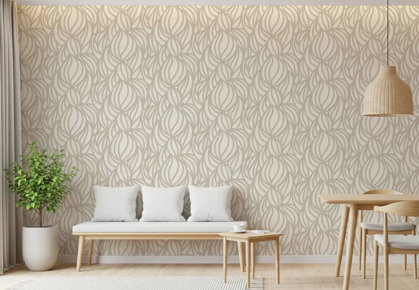 Cream Swirl Geometric Wallpaper⁠