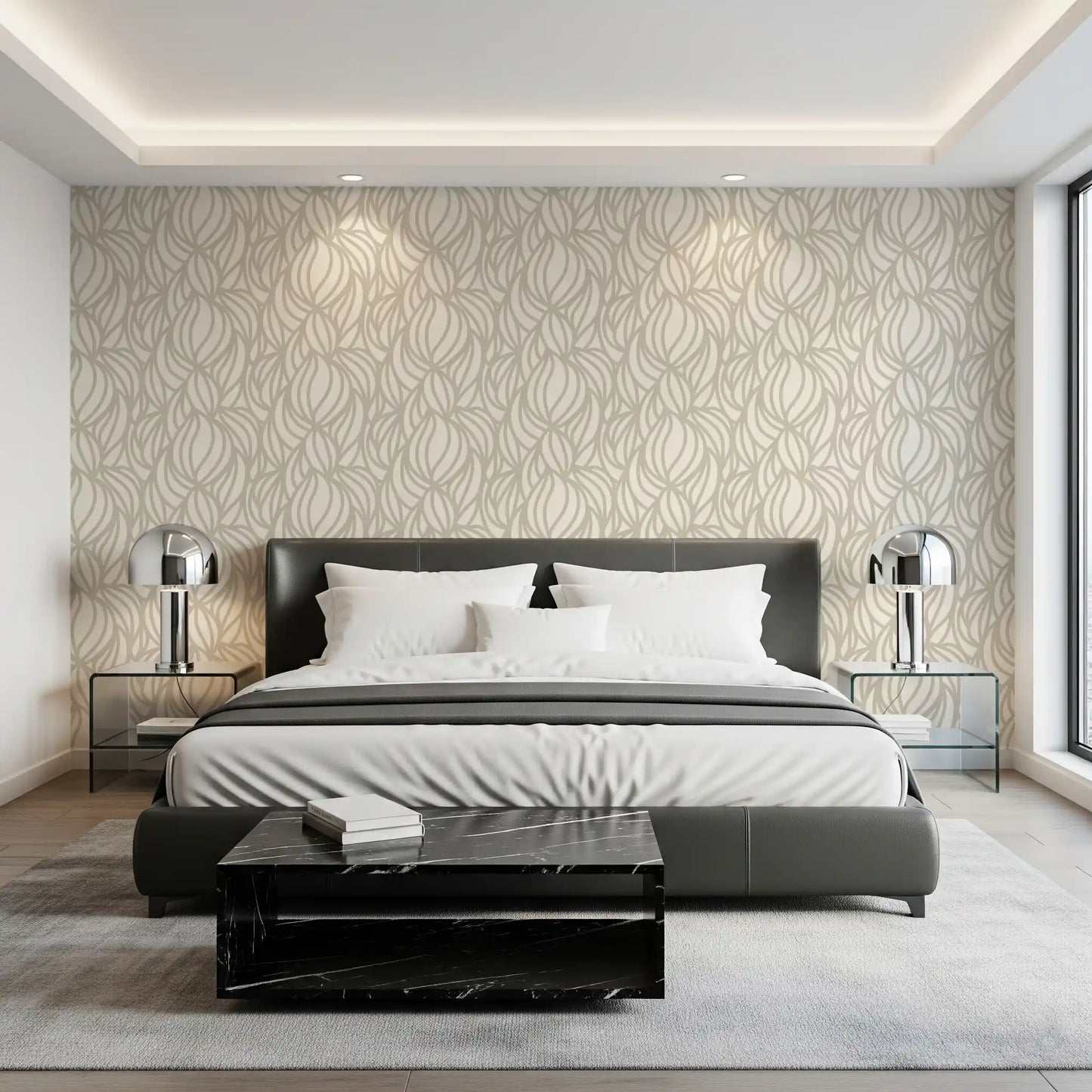 Cream Swirl Geometric Wallpaper⁠