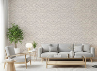 Minimalist Botanical Damask Wallpaper⁠