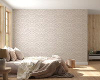Minimalist Botanical Damask Wallpaper⁠