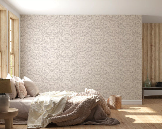 Minimalist Botanical Damask Wallpaper⁠