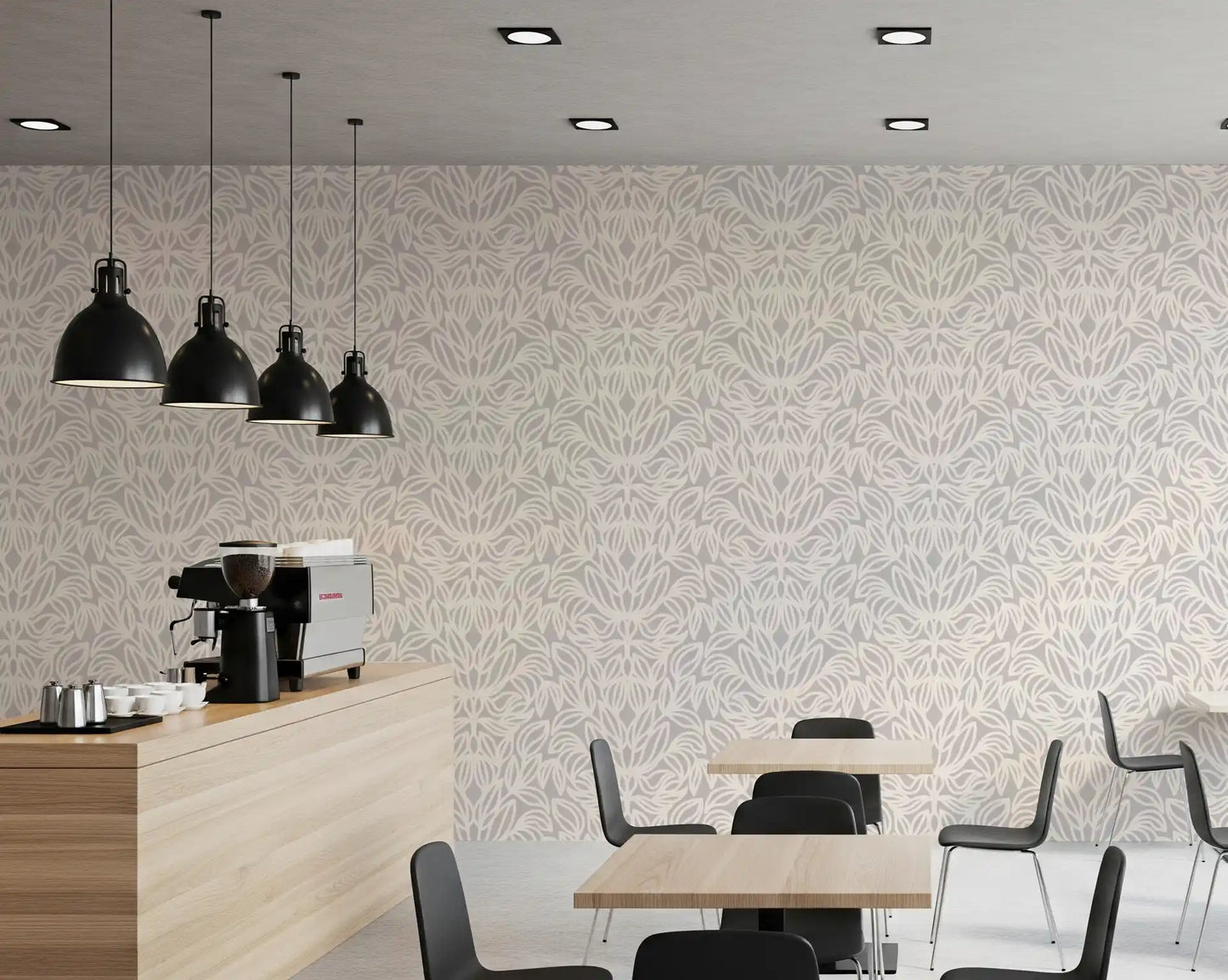 Minimalist Botanical Damask Wallpaper⁠