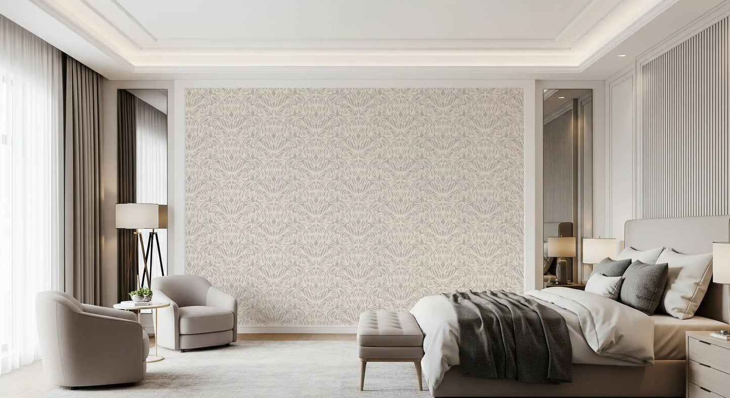 Minimalist Botanical Damask Wallpaper⁠