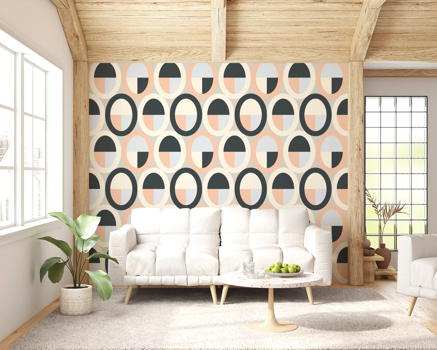 Minimalist Oval Geometry Wallpaper⁠