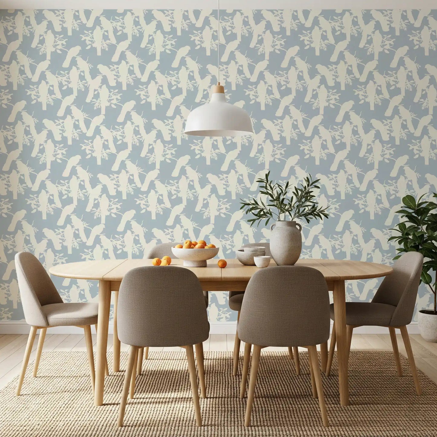 Minimalist Bird Branch Illustration Wallpaper⁠