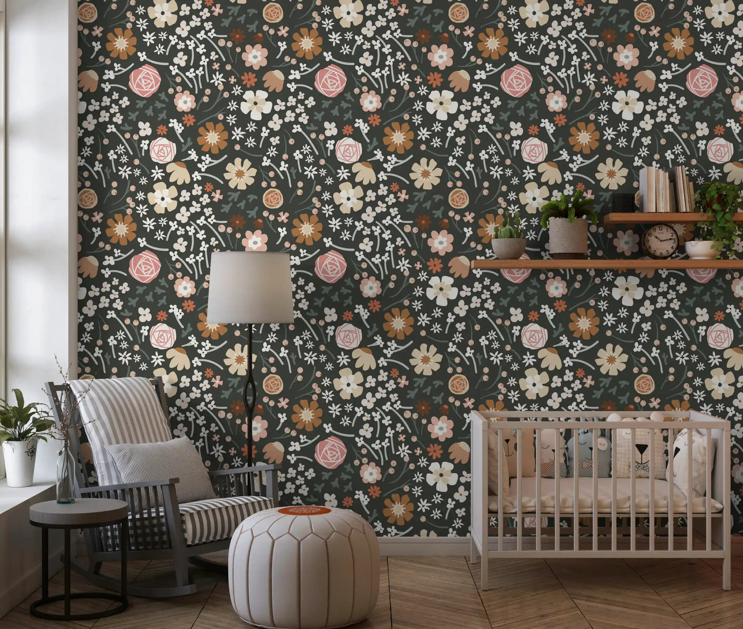 Rustic Meadow Botanical Pattern Wallpaper⁠