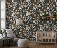 Rustic Meadow Botanical Pattern Wallpaper⁠