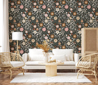 Rustic Meadow Botanical Pattern Wallpaper⁠