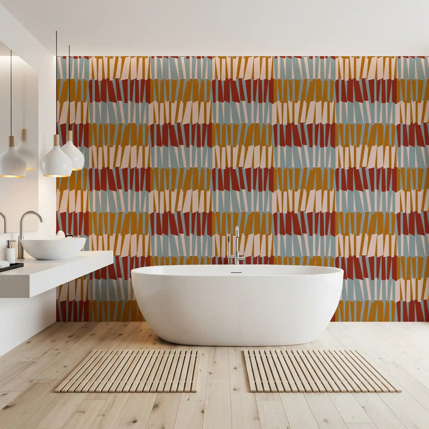 Retro Abstract Block Geometric Wallpaper⁠