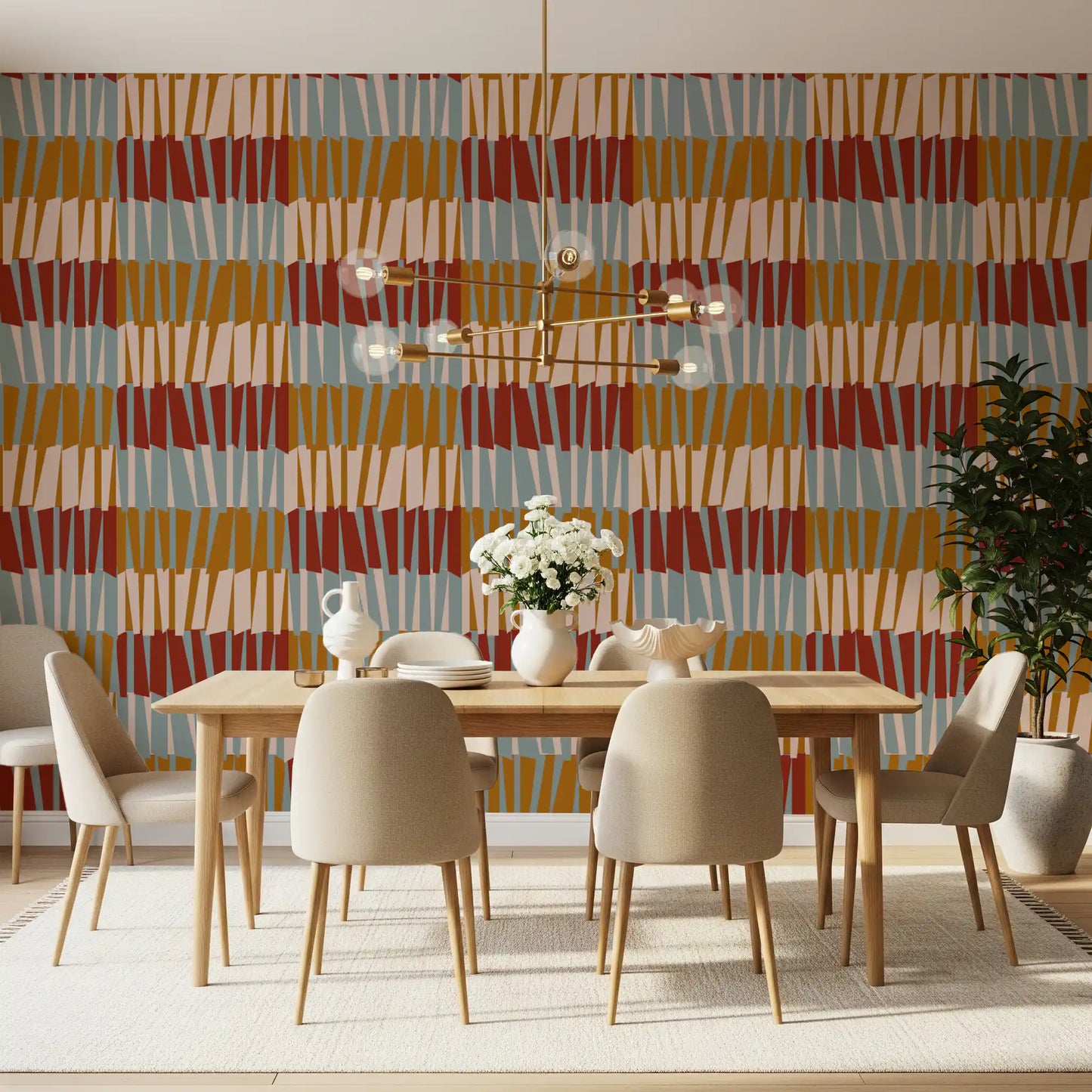 Retro Abstract Block Geometric Wallpaper⁠