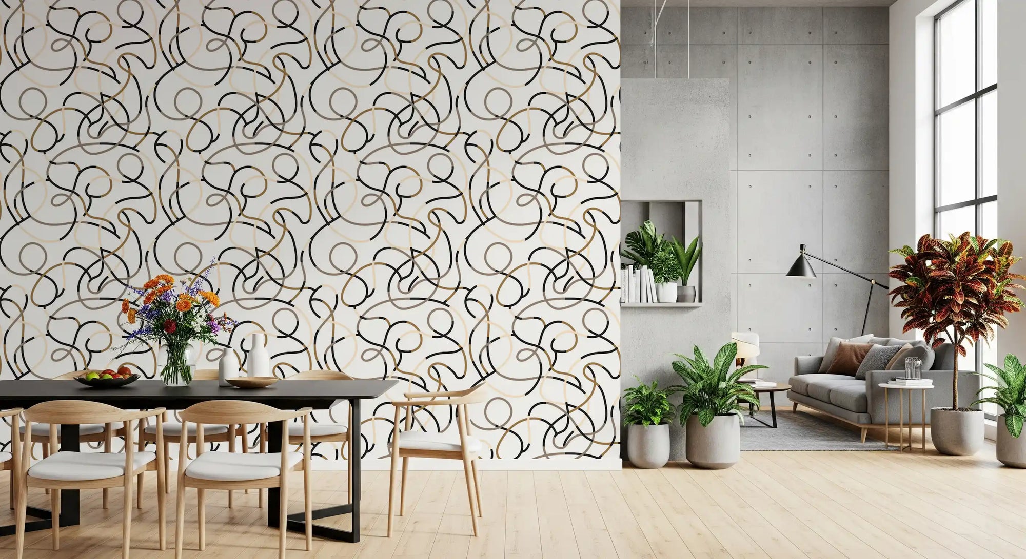 Abstract Organic Line Grid Wallpaper⁠
