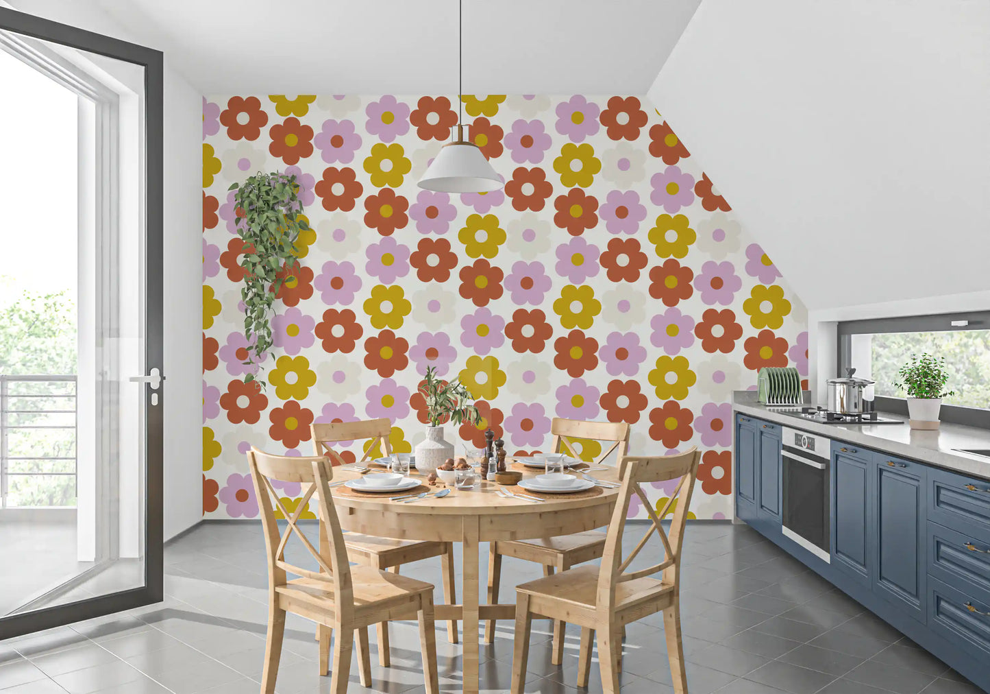Retro Flower Power Bloom Wallpaper⁠
