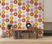Retro Flower Power Bloom Wallpaper⁠