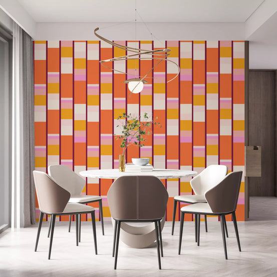Retro Vertical Block Stripe Wallpaper⁠