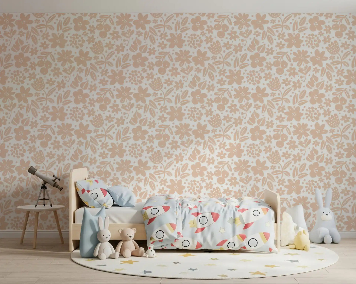 Minimalist Peach Garden Bloom Wallpaper⁠