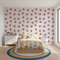 Soft Pink Blossom Stripe Wallpaper⁠