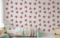 Soft Pink Blossom Stripe Wallpaper⁠