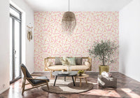 Carta da parati Flusso di petali rosa cipria