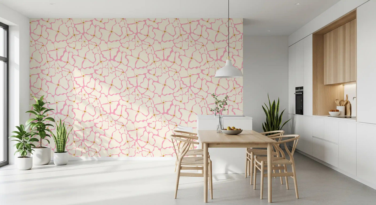 Carta da parati Flusso di petali rosa cipria